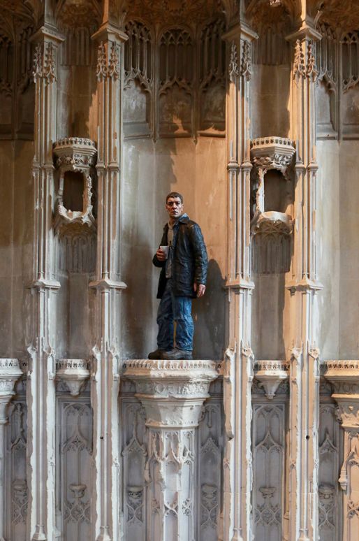 Figure placed high up in the cathedral