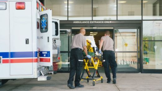 Ambulance in front of hospital