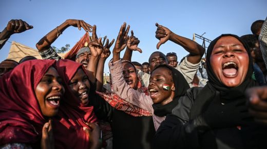 Female protesters in Khartoum, Sudan
