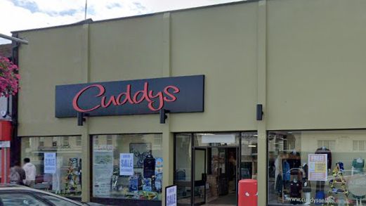 A screen shot of Cuddys department store from the outside