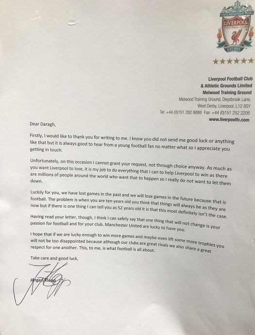 The letter from Klopp