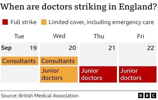 Table showing doctor strike days