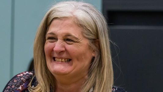 Councillor Lynne Jones smiles after being elected during local elections in May 2023