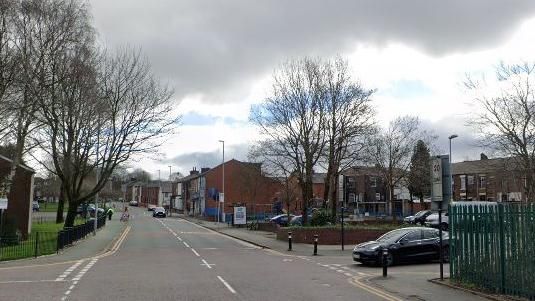 Street view of Greenacres Road in Oldham