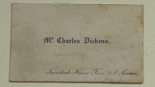 A visiting card used by novelist Charles Dickens