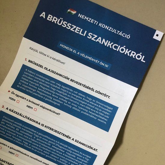Эта «национальная консультация» начала поступать в венгерские почтовые ящики на этой неделе