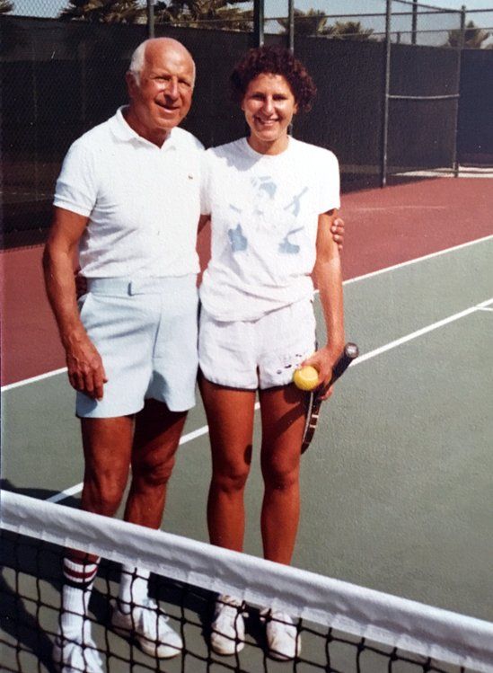 Maryann playing tennis with her father in 1976 or 1977, before the accident