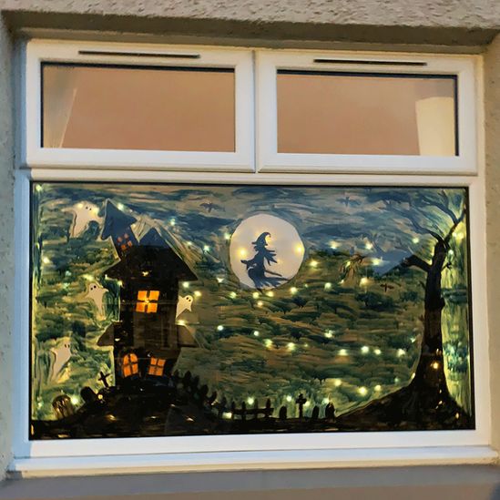 Painted window in Fife