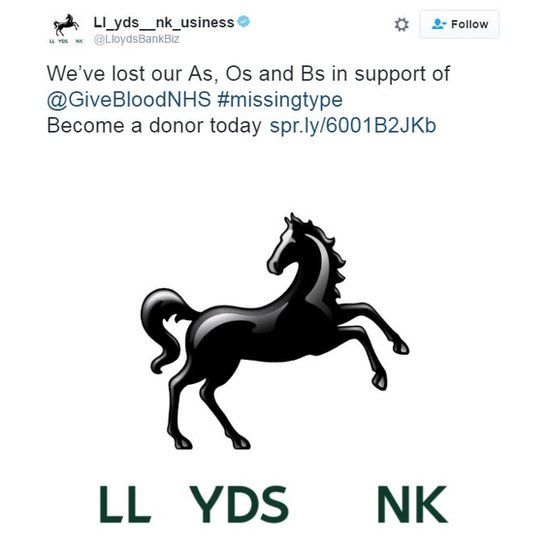 We’ve lost our As, Os and Bs in support of @GiveBloodNHS #missingtype