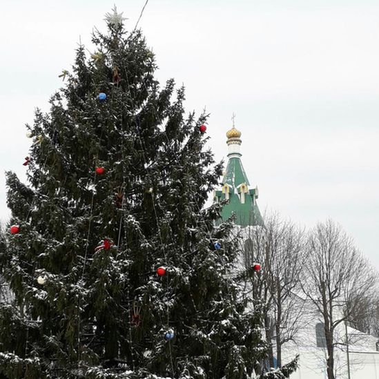 Star of Bethlehem on New Year tree, Maladzyechna, Belarus, 2018