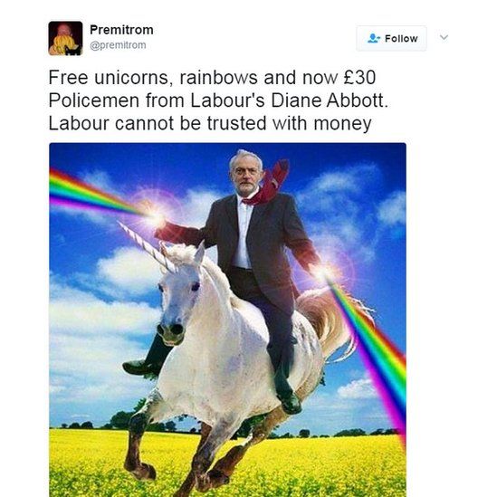 Free unicorns, rainbows and now £30 Policemen from Labour's Diane Abbott. Labour cannot be trusted with money