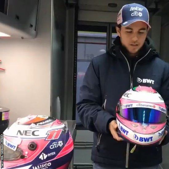Sergio Perez's new 2018 helmet design
