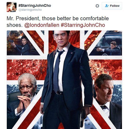 John Cho as the lead character in London Has Fallen movie poster