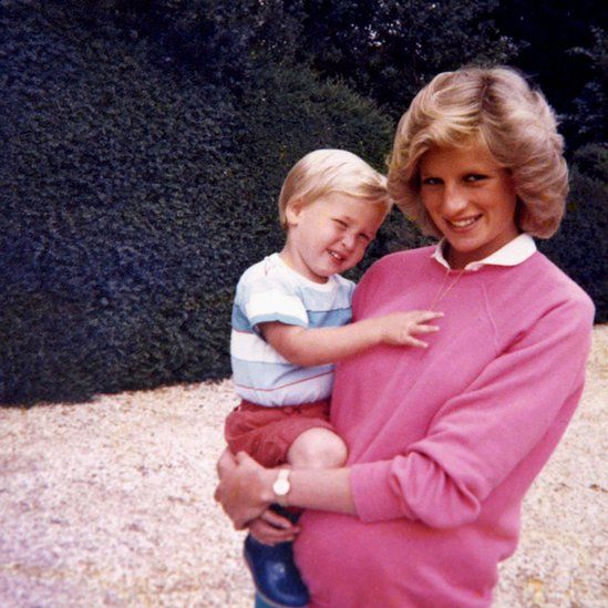 Prince William with Diana, Princess of Wales