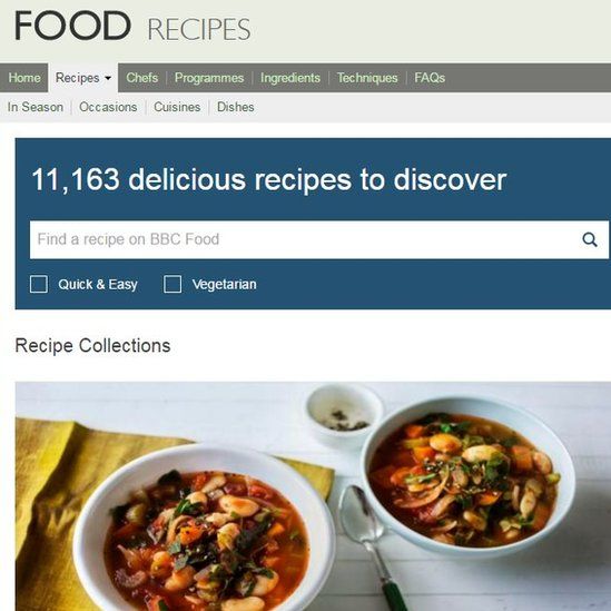 Picture of BBC Food website