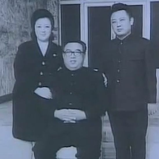 Kim Kyong Hui with Kim Il Sung (centre) and Kim Jong-il during the 1970s