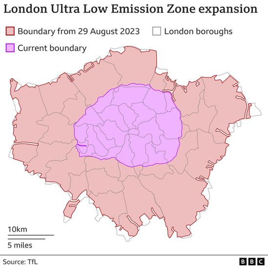 Map of current and proposed ULEZ zones
