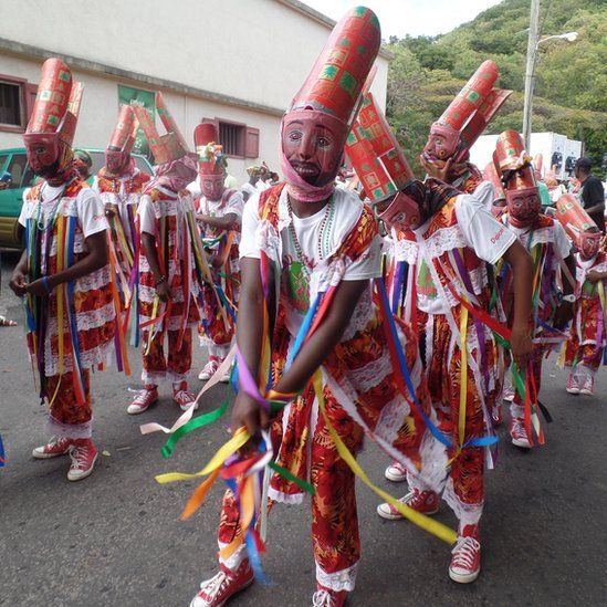 Dancers during the St Patrick day's parade in Montserrat