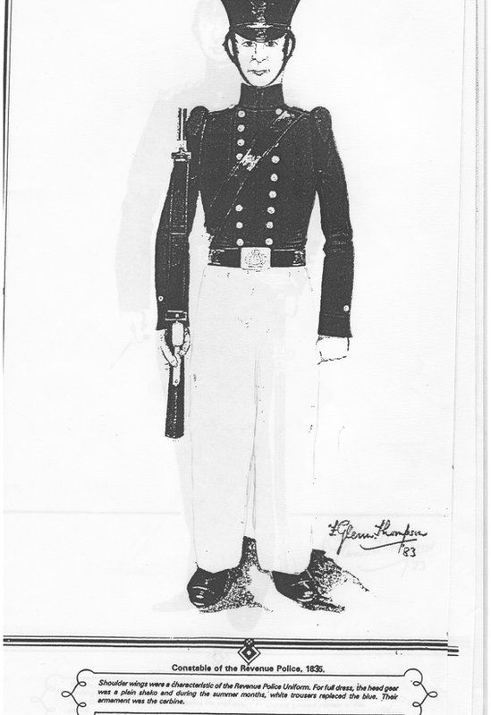 An illustration of a Revenue police officer in the 1800s