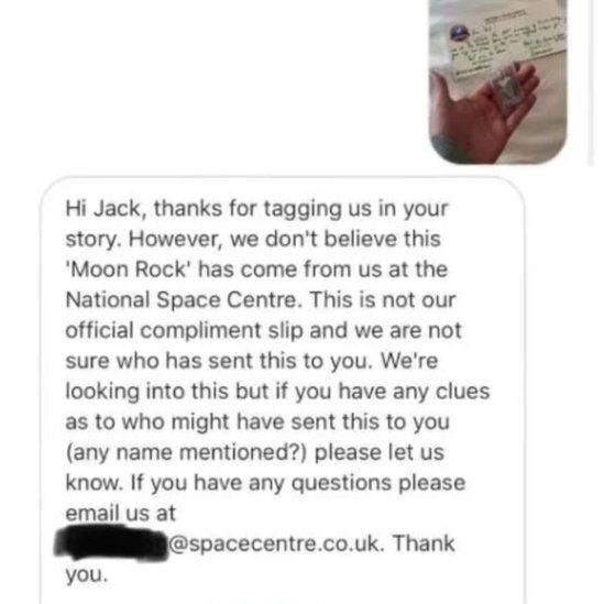 Space centre response to influencer