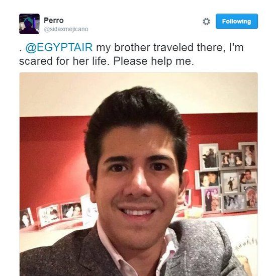 "@EgyptAir My brother traveled there, I'm scared for her life. Please help me."