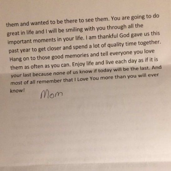 Mum Leaves Daughter Life Advice In Emotional Farewell Letter Bbc News