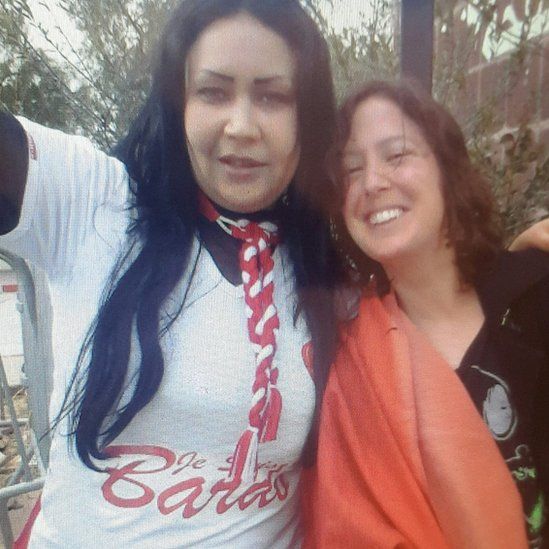 Ines Ghaieb wearing a shirt that reads 'Je suis Bardo' at a protest in Tunis