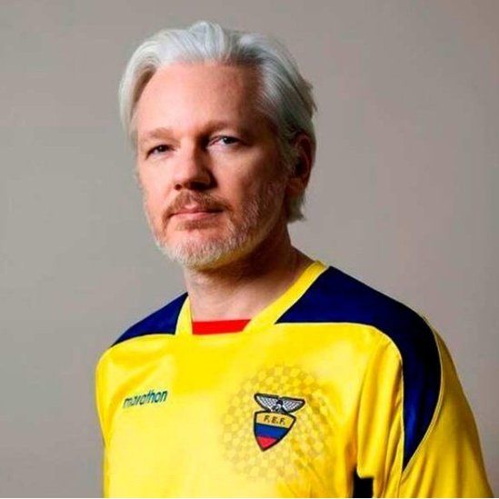 Julian Assange poses for a photo in an undisclosed location, in this undated picture obtained from social media.