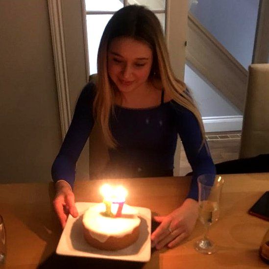 Murdered Calne teenager Ellie Gould with her birthday cake on her 17th birthday
