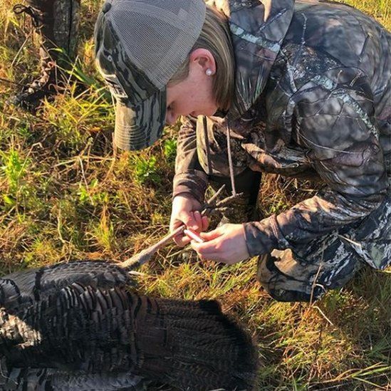 Samantha Pedder, Blacks friend, during a turkey hunt