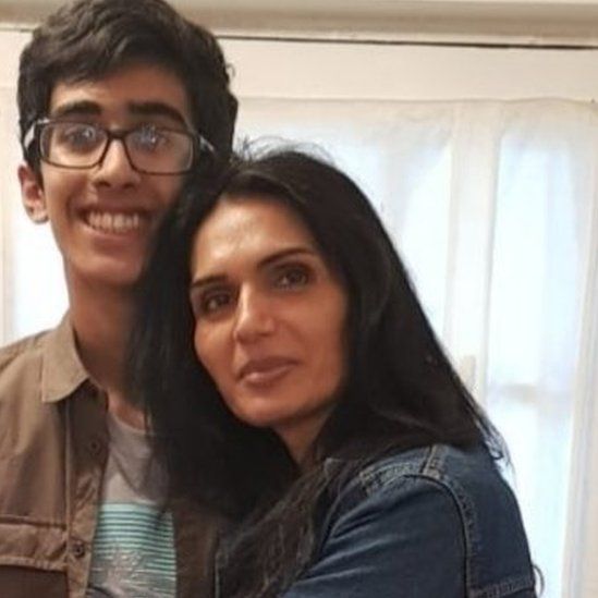 Rohan Godhania with his mother