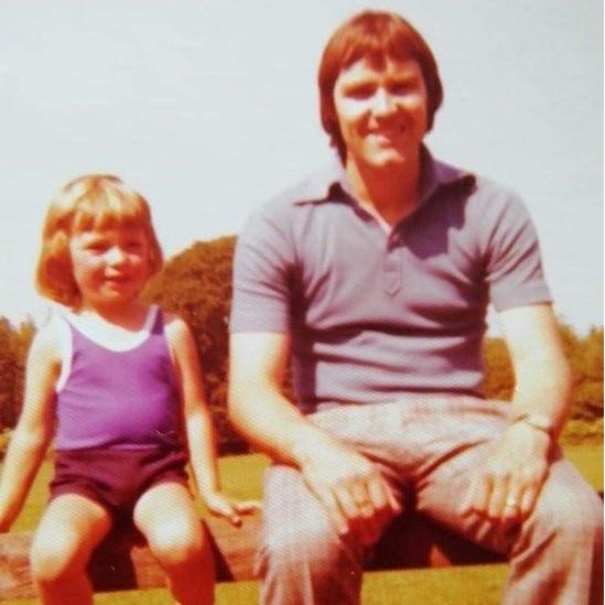 Adrian McCourt as a child with his dad Patrick