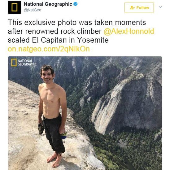 Alex Honnold on top of El Capitan (03 June 2017)