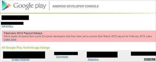 Google Play Android developer console