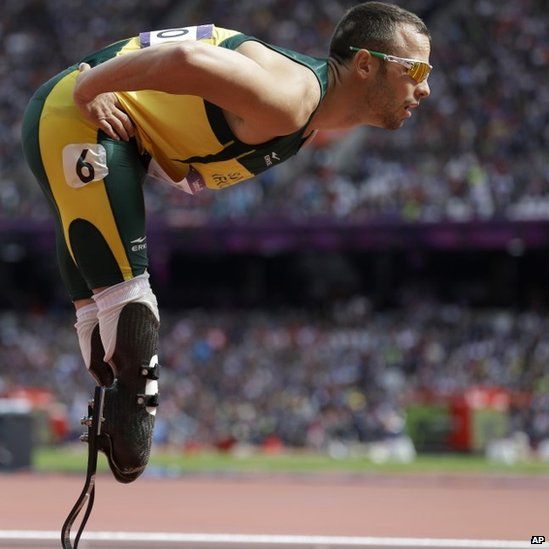 South Africa's Oscar Pistorius prepares to compete in a men's 400m race at the London Olympics in 2012