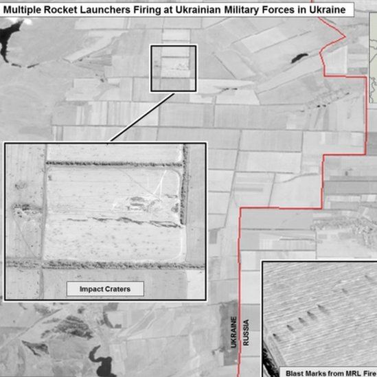 Images from US state department purporting to show evidence of Russian firing across the border into Ukraine, 26 July 2014