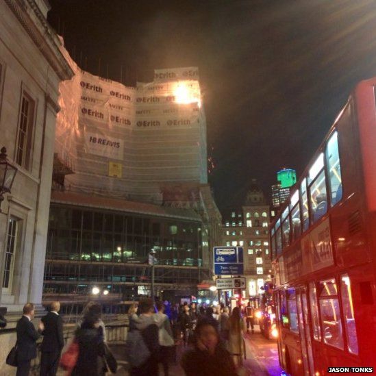 Fire in building by London Bridge