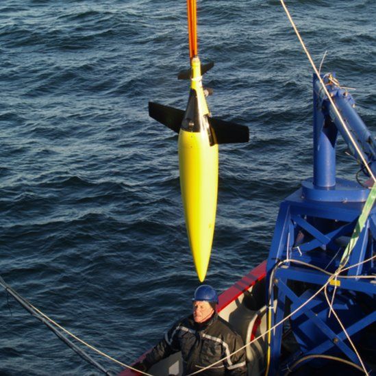 Releasing a glider into the sea