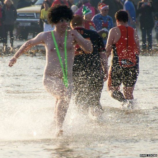 Swimmer in a mankini at Redcar