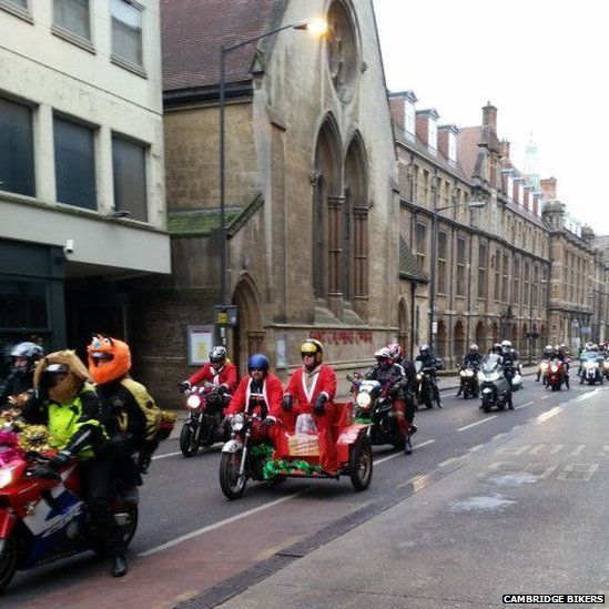 Motorbike Santa run in Cambridge