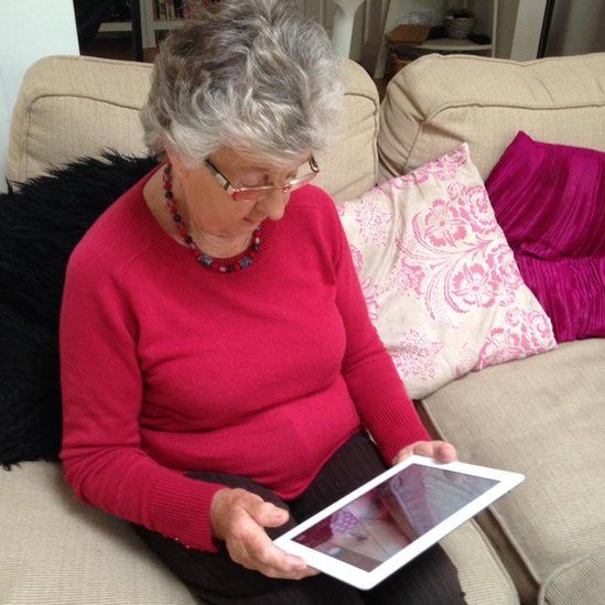 My mum using a tablet