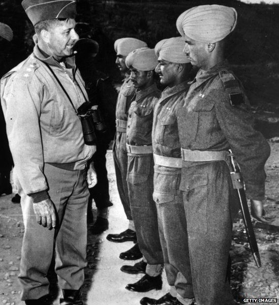 General Jacob L Devers, Deputy Commander in the Mediterranean theatre of war, inspects a Punjab regiment during an inspection tour. (Photo by Keystone/Getty Images)