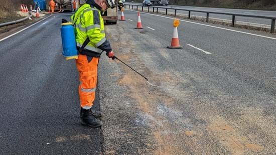 Man standing on the A14