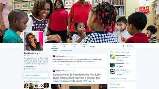 Twitter page of Michelle Obama