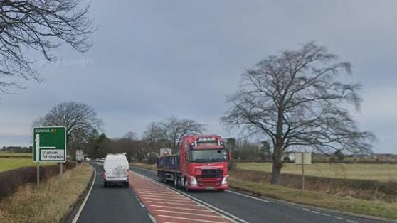 A1 single lane outside Morpeth