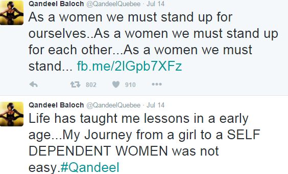 Tweets from Qandeel Baloch