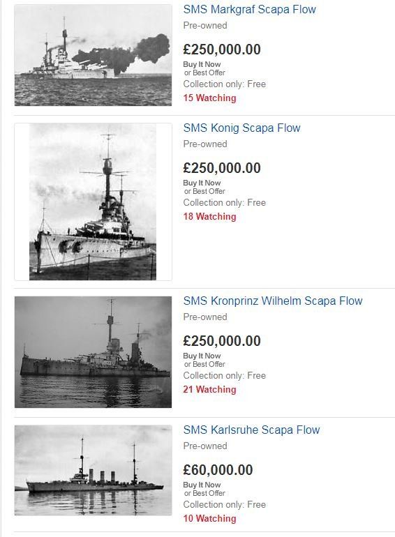 Ebay listing for four battleships