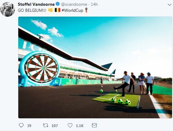 McLaren's Stoffel Vandoorne tweets about Belgium's World Cup quarter-final victory over Brazil