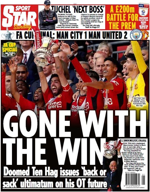 The back page of the Daily Star on Sunday