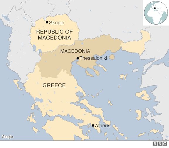 Map of Macedonia and Greece